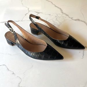 New Mansur Gavriel Croc Embossed Slingback Heel